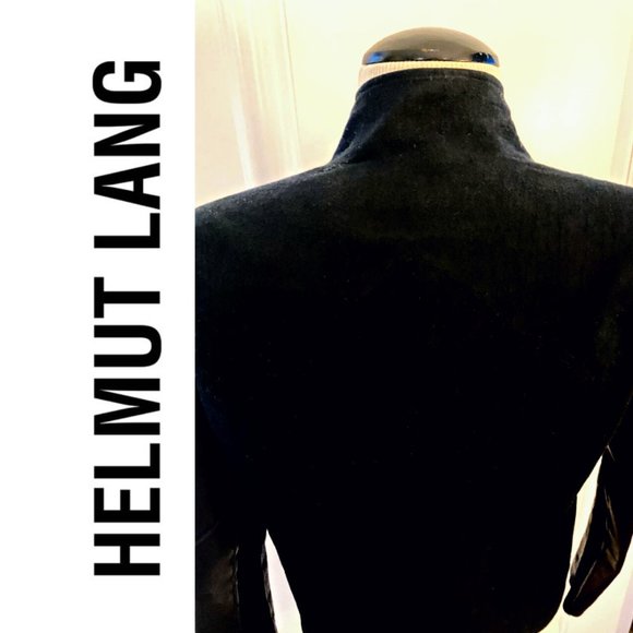 ♥ Helmut Lang ♥ Black Lamb Leather & Merino Wool Blend Jacket - Picture 5 of 8